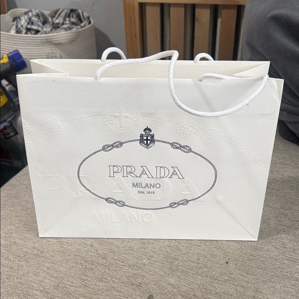 Prada White Shopping Bag with Logo